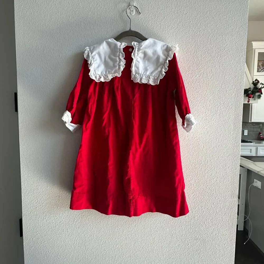 Classic Whimsy Red white Bib Collar Girl Dress Alexis